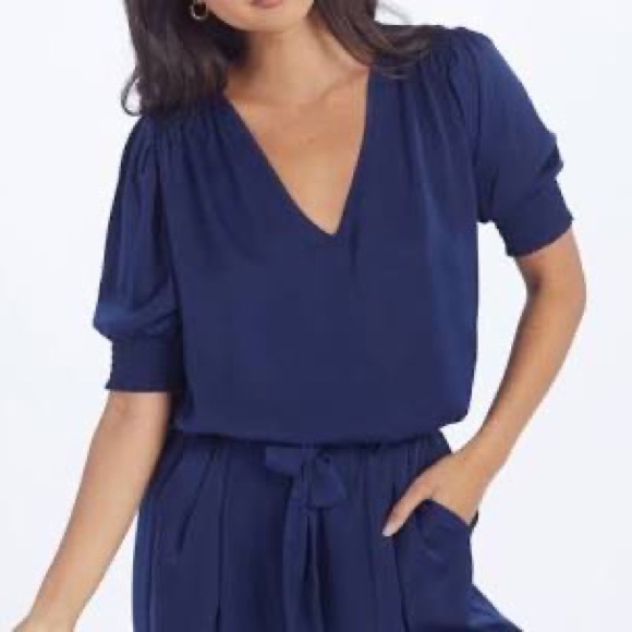 summersalt Tops - Summersalt Women’s Size XL Blue Satin Blouse